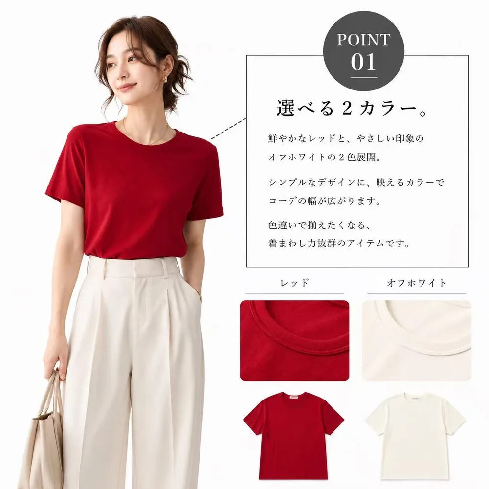 シンプル 無地 半袖Tシャツ 商品詳細画像 3